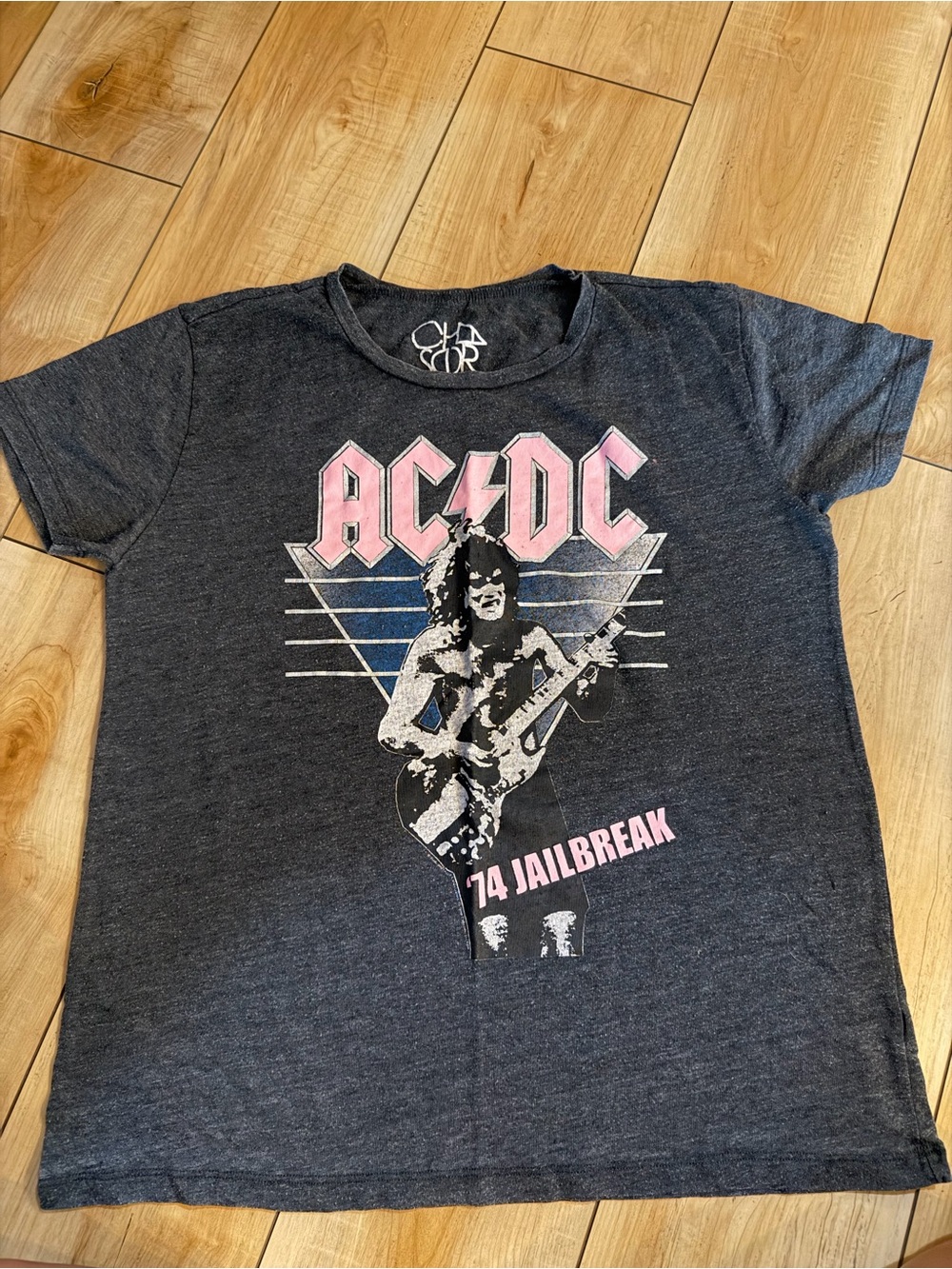 Chaser Black Graphic Short Sleeve Tee with Pink & Blue Accents
